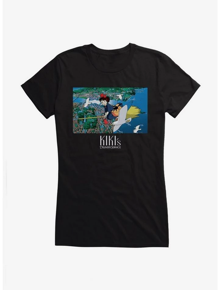 New ๐ Studio Ghibli Kiki's Delivery Service Broomstick Girls T-Shirt ๐งจ