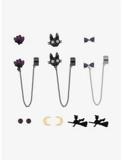 Deals 🔔 Studio Ghibli Kiki's Delivery Service Silhouette Floral Cuff Earring Set ✨