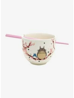 Brand new ⭐ Studio Ghibli My Neighbor Totoro Sakura Ramen Bowl With Chopsticks 😍