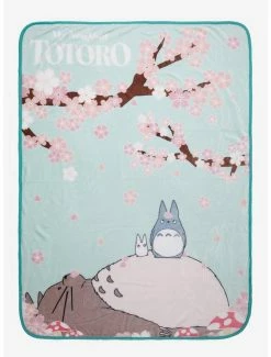 Cheapest 🔥 Studio Ghibli My Neighbor Totoro Cherry Blossom Throw Blanket 👏