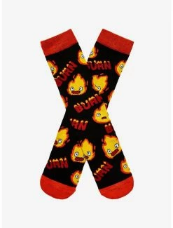 Deals 🧨 Studio Ghibli Howl's Moving Castle Calcifer Burn Crew Socks 🎁