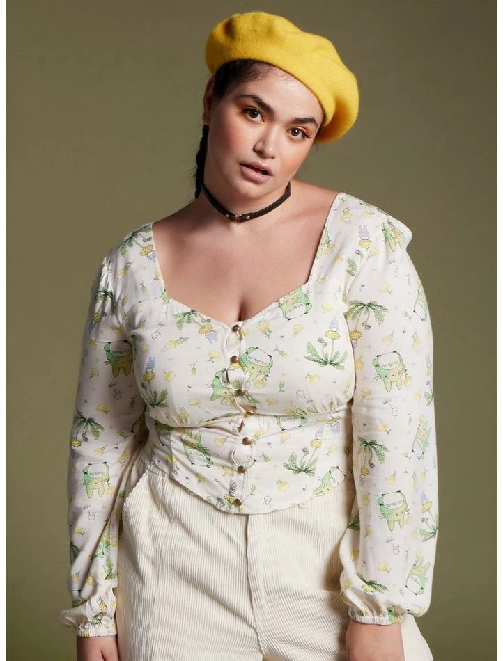 Best Pirce π€© Her Universe Studio Ghibli My Neighbor Totoro β€οΈ Girls Long-Sleeve Woven Top Plus Size β€οΈ