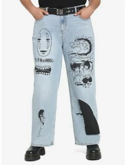 Best Sale 🌟 Her Universe Studio Ghibli Spirited Away Icons Wide Leg Denim Pants Plus Size ⌛