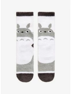 Budget ✔️ Studio Ghibli My Neighbor Totoro Grey Profile Fuzzy Socks 🧨