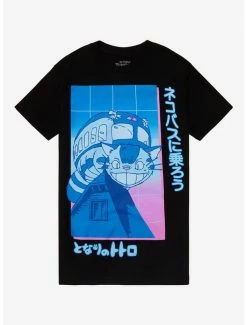 Hot Sale 💯 Studio Ghibli My Neighbor Totoro Neon Pop Grid Boyfriend Fit Girls T-Shirt 🌟