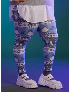 Best Pirce 👍 Her Universe Studio Ghibli My Neighbor Totoro Holiday Fair Isle Leggings Plus Size 🛒