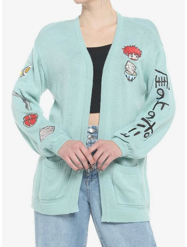 Best Pirce 🤩 Studio Ghibli Ponyo Ramen & Ham Girls Open Cardigan 🛒