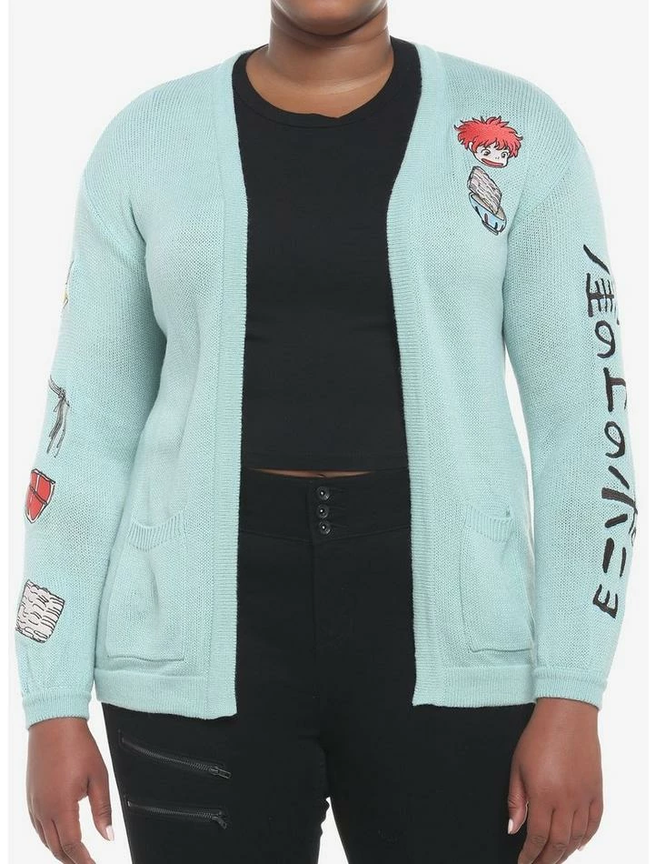 Brand new 🎉 Studio Ghibli Ponyo Ramen & Ham Girls Open Cardigan Plus Size 💯